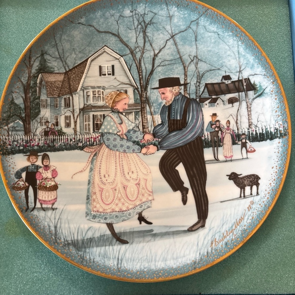 Anna pereanna  Decorative Plate 'The Anniversary' — Teal & Gold Logo